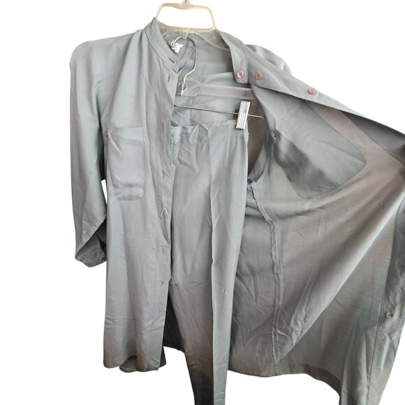 Vintage Womens Seafoam Green Silk Tunic With Mandarin Collar Pants Set HS147 - Picture 3 of 12